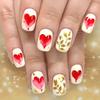 Valentine's Day Heart Leaf Natural Nail Art Tips - 24 Removable Short Square Pieces