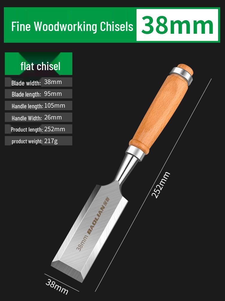 Carpenter's Woodworking Chisel Set with Wooden Handle - Flat, Shovel, Knife, Carving, Grooving, and Planing Tools