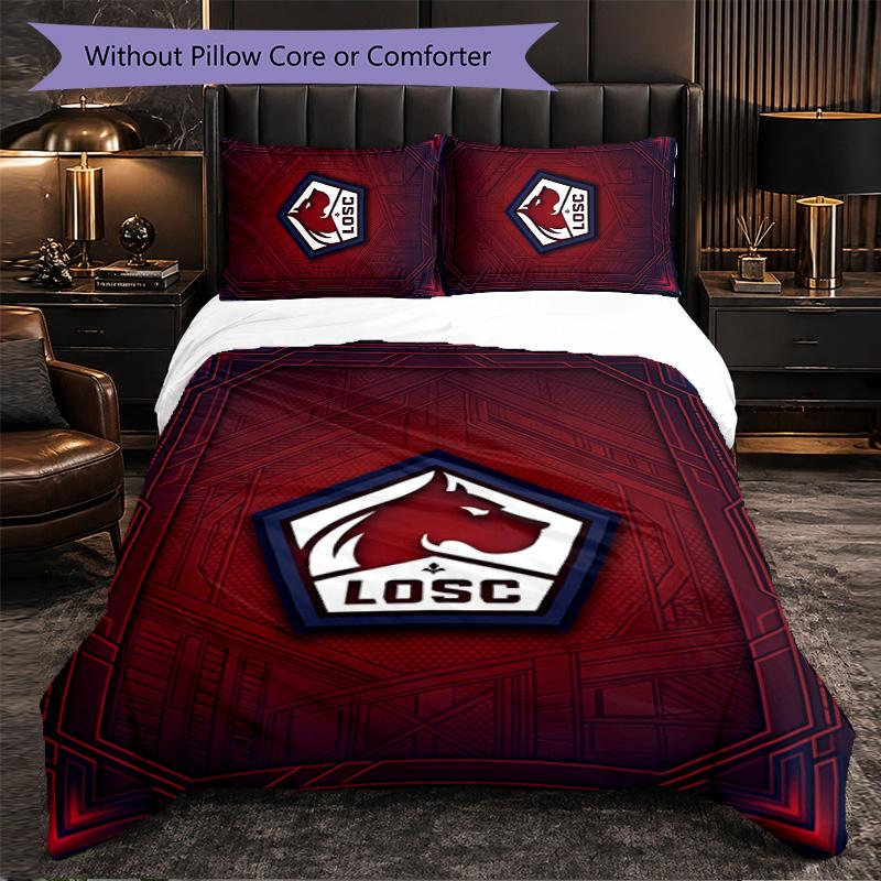 LOSC Lille FC Themed Bedding 3Pcs Duvet Cover Set Decorative Bed Linen For Teen Room Home Decoration