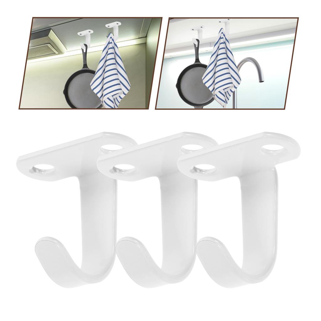 6pcs Ceiling Hooks Screw Mounted Wall Fixing Hooks Strong Load Bearing Home Storage Kitchen Balcony Hanging Plant Hooks Hanger