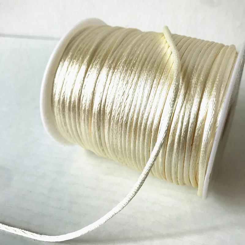 

100 м/рулон Міцне плетене макраме, шовковий атлас, нейлонова шнурова мотузка для власноручного виготовлення знахідок, вишивка бісером, кругла нитка, плетений браслет 2 мм