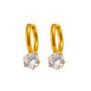 Sparkling White Cubic Zirconia Gold Earrings for Women 18K Gold-plated Stainless Steel Jewelry Is Suitable Everyday Wear