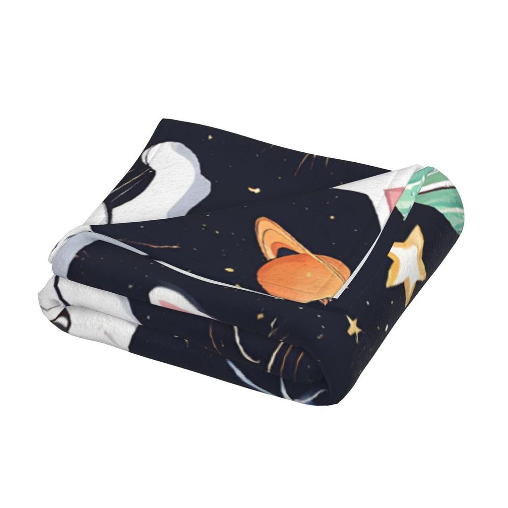 interesting cat astronaut Printed Blanket for Sofa Bed Travel Camping Living Room Office Conditioning Blanket