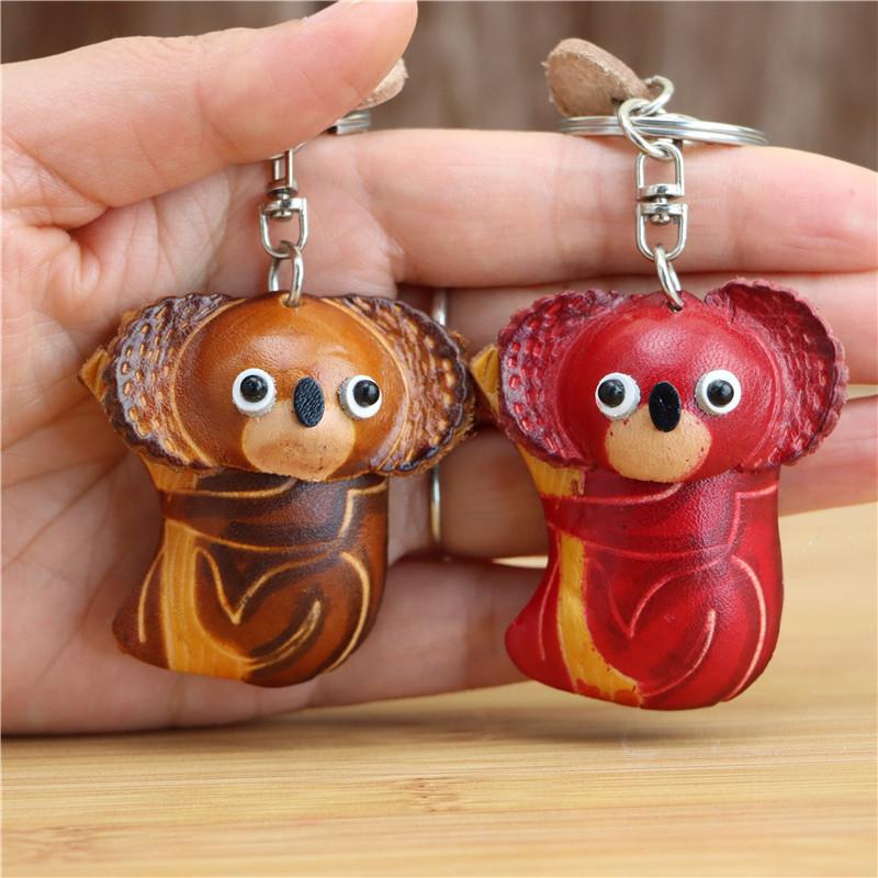 First Layer Cowhide Creative Small Koala Bag Pendant Keychain Mini Cute Bag Pendant Accessories Doll Gift