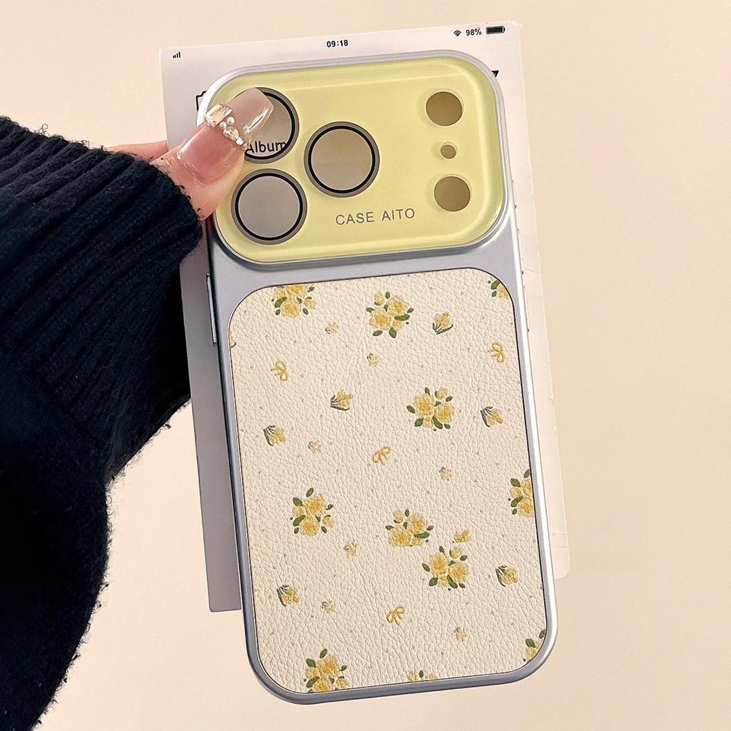 Ins Flower Large Window Phone Case for For Iphone 17 16 Pro Max 14 1 13 Camera Film Protector Shockproof Ultra Slim Cover