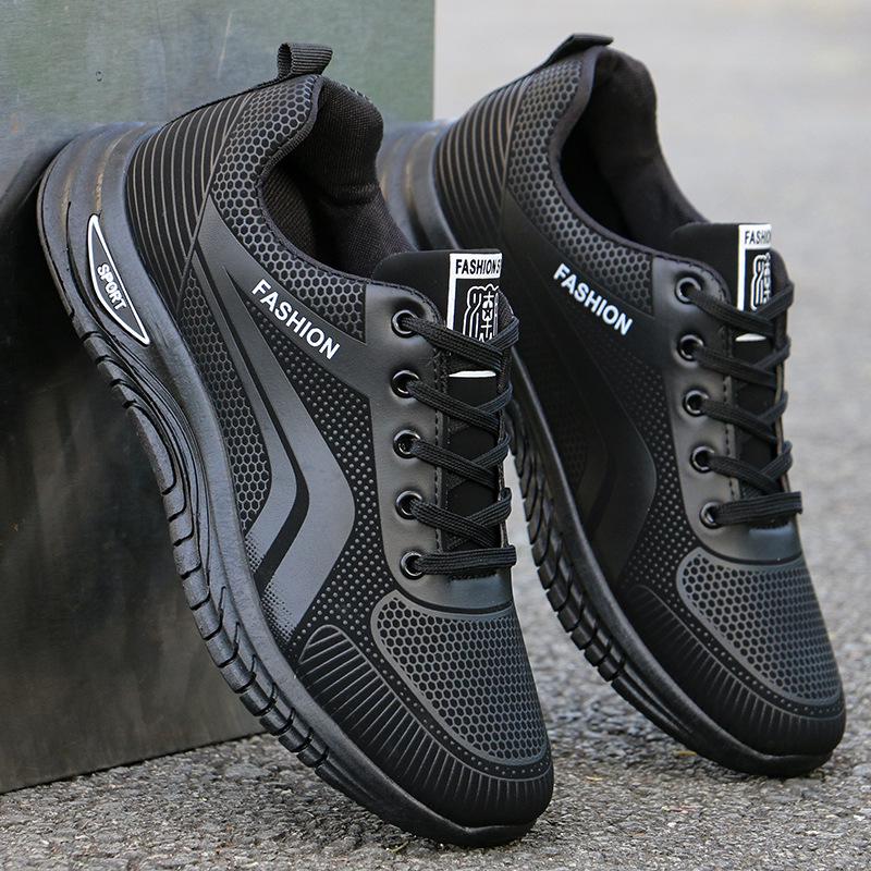 Men's Lightweight White Leather Waterproof Non-Slip Casual Work Sneakers for Autumn