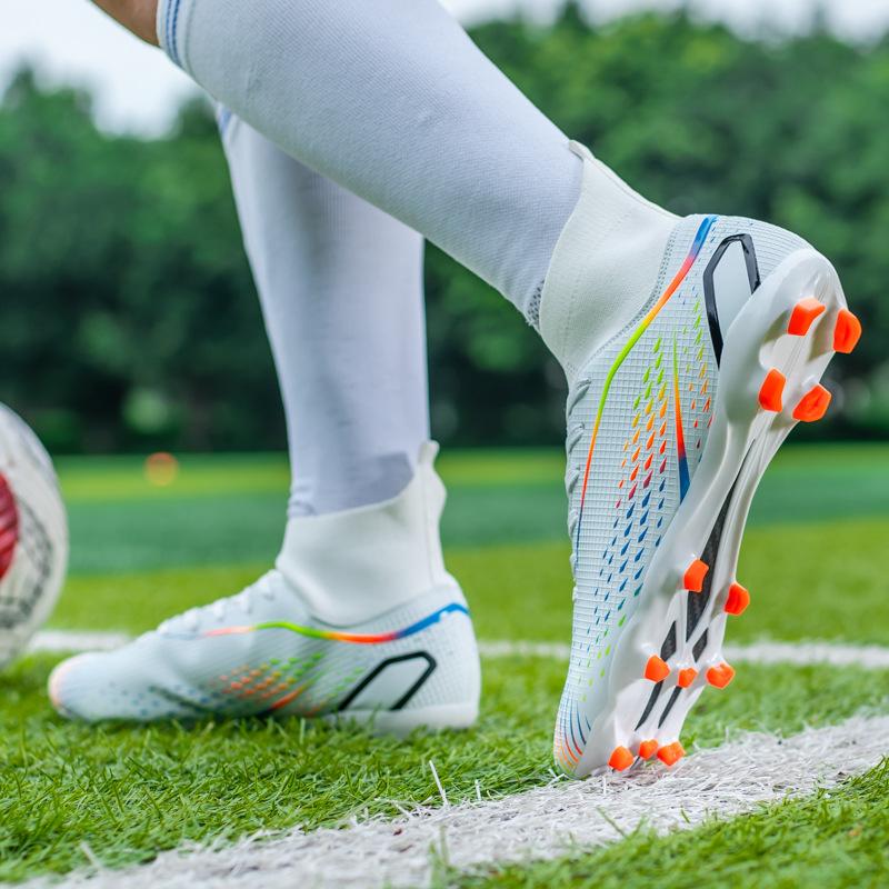 High-top football shoes men's and women's outdoor sports youth competition training breathable wear-resistant nail shoes