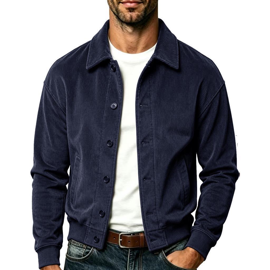 Herren Cordjacke Reverskragen Knopfleiste Seitentasche Vintage Amerikanisch Retro Lässige Oberbekleidung Herbst Winter Tägliche Jacken