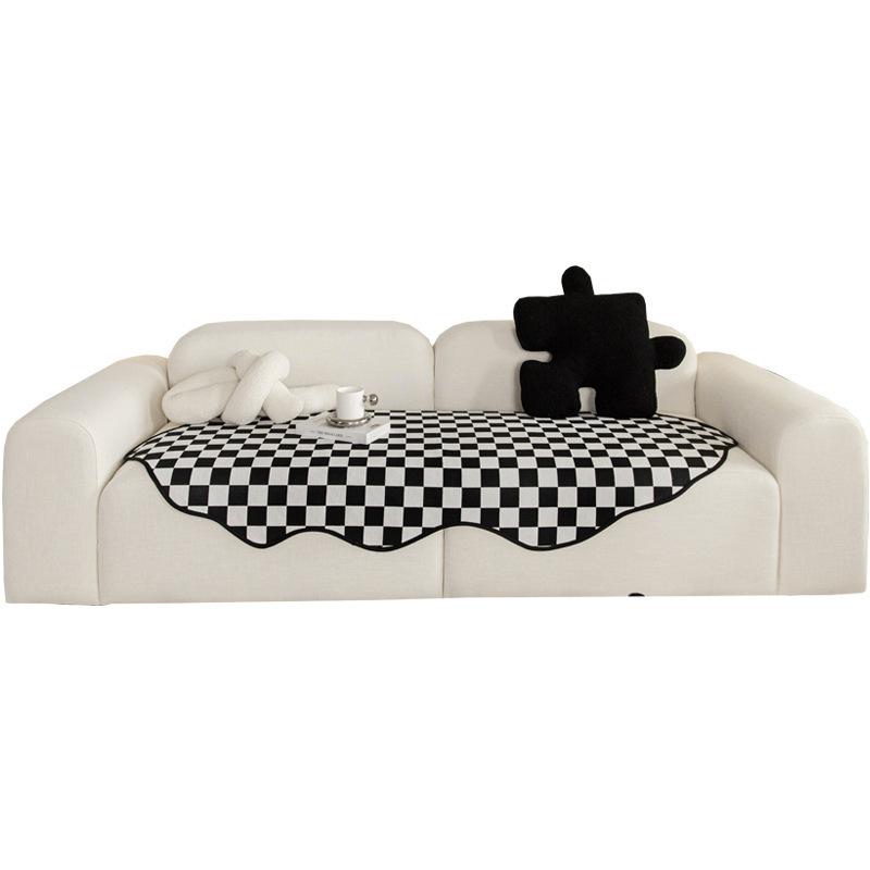 Checkerboard Sofa Mat, Universal for All Seasons, Irregular Straight Sofa Mat for Living Room, Non Slip Sofa Mat for Bedroom Living Room