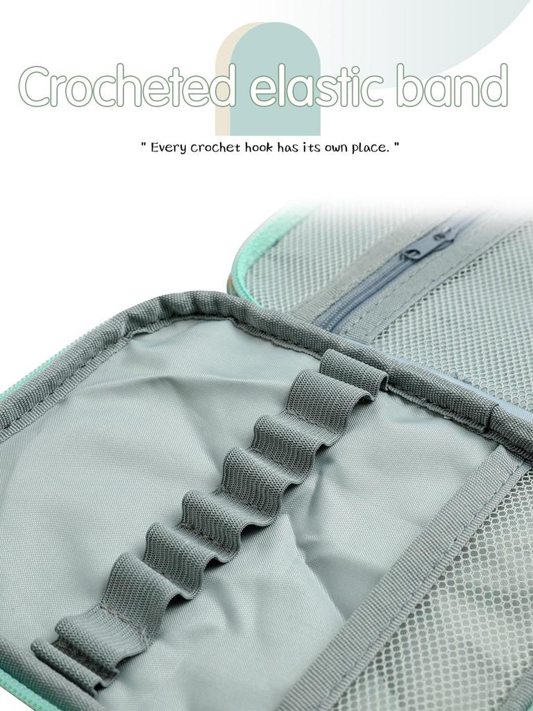 Dwuwarstwowa zapinana na zamek torba szydełkowa na narzędzia dziewiarskie