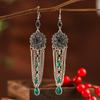 Vintage Exaggerated Long Crystal Tassel Earrings for Women Ethnic Multilayer Rhinestone Silver Color Geometric Earrings Jewelry