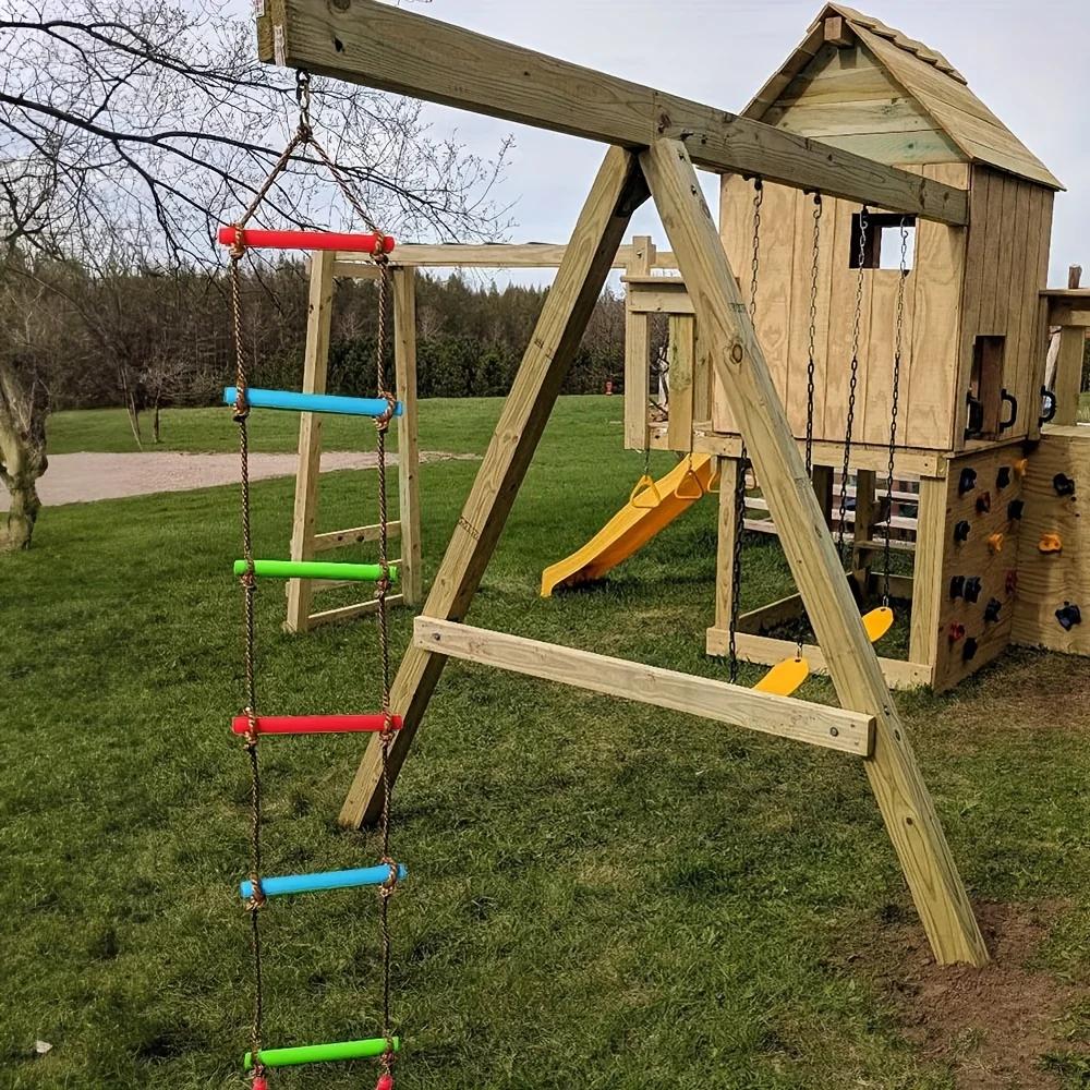 

1 шт. Красочная детская веревочная лестница-качели - Красочная прочная ПЭ игрушка Оборудование для детской площадки для дома, двора