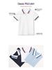 Kids' Light Blue Polo Shirt - Pure Cotton, Navy Blue Lapel, Short Sleeve, Summer Elementary School Uniform
