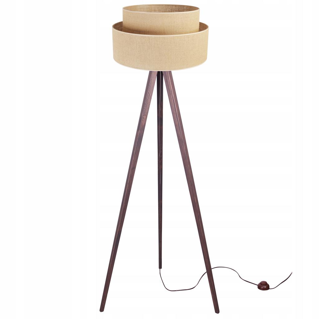 FLOOR LAMP TRIPOD WOODEN LAMPSHADE 45CM CAKE