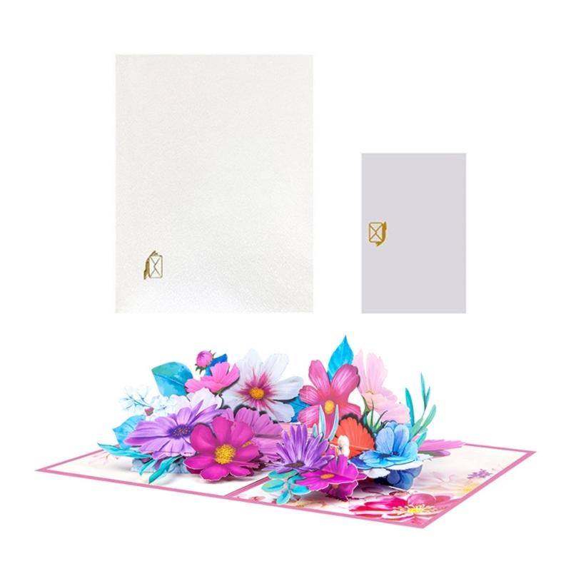 Handmade Greeting Card Foldable Gesang Flower 3D Popup Card Elegant Invitation Card for Birthdays Weddings Anniversaries 1