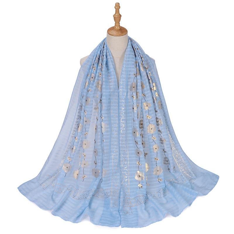 New Printed Gilding Cotton Hijab Scarf Women Luxury Stripe Glitter Scarves Poncho For Women Headband Bandana Shawl Turban Islam