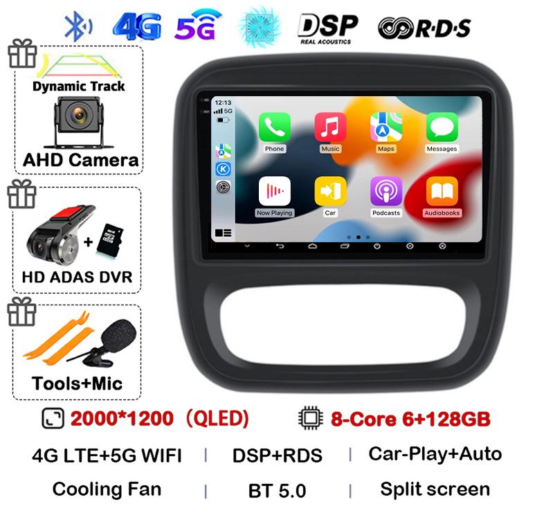 Android 14 Carplay Auto For Renault Trafic 3 2014-2021 Opel Vivaro B 2014-2018 BT Autoradio GPS Multimedia Player Stereo WIFI+4G