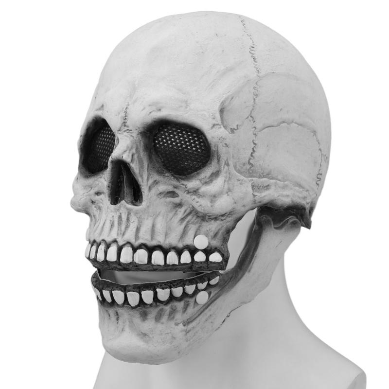 Skull Mask Halloween Skull Style Breathable Durable Latex Movable Jaw Skeleton Mask For Party Costume Ball