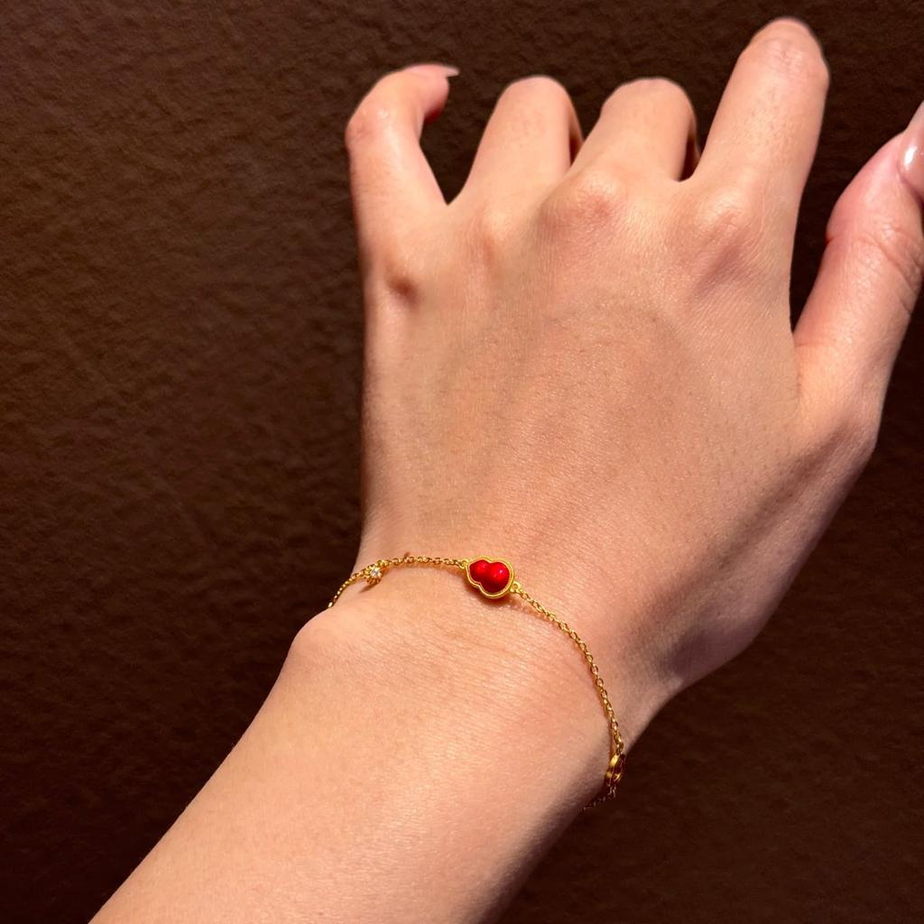 Silk Red Gourd Drip Glaze Necklace Ring Earrings Bracelet Temperament Versatile Lucky Red Jewelry Set