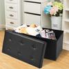 Bench Storage Seat Ottoman Footrest - 109L- 76 X 38 X 38CM In Black PVC Leather Save Space Max Load. 300KG