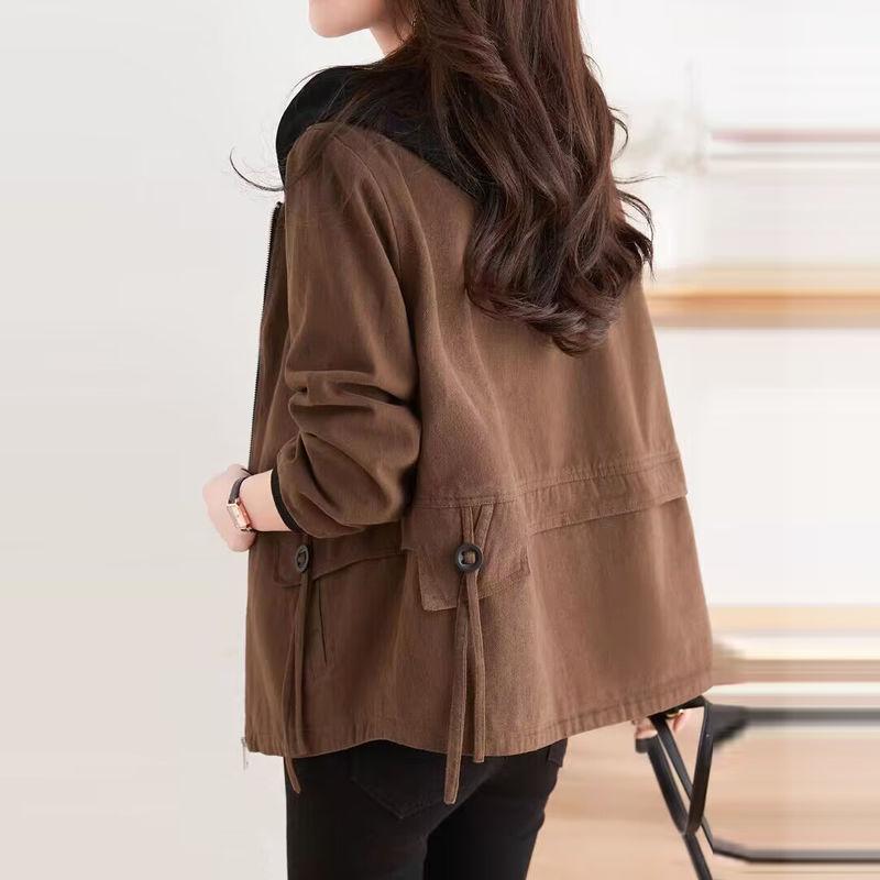 Damska kurtka z kapturem i zamkiem błyskawicznym na wiosnę i jesień w dużych rozmiarach