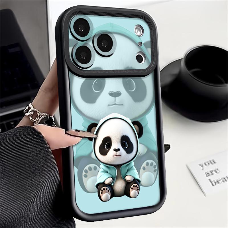 Blue Coat Panda Pattern Case For iPhone 17 Pro Max Funda Shockproof Bumper Cover For iPhone 16 Pro Max 15 14 13 12 11 Air 16E