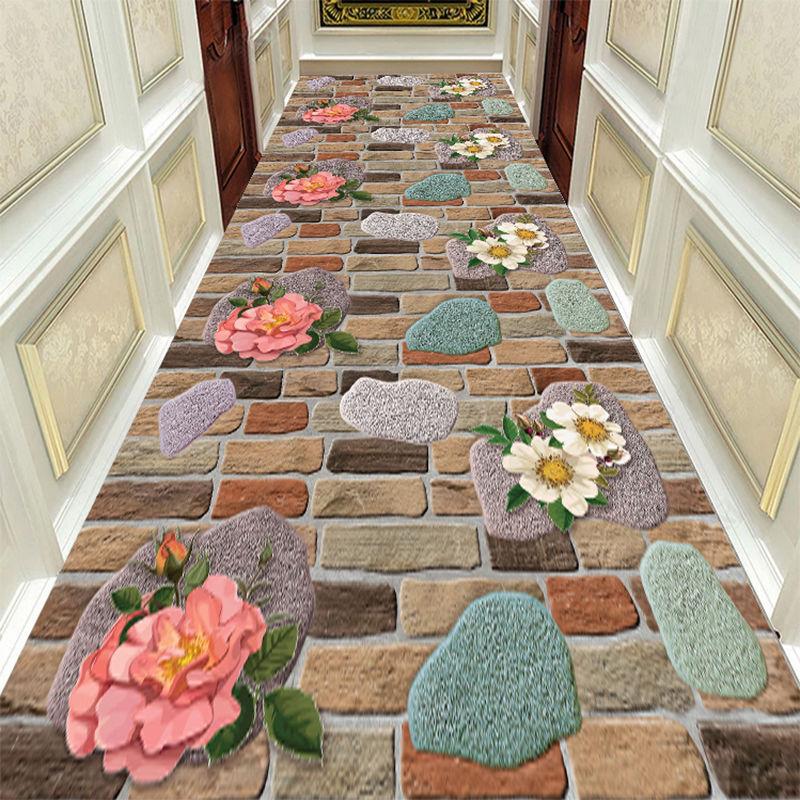 Autumn Style Long Lobby Carpet Fresh Green Grass Pattern Stairway Hallway Home Corridor Carpet Aisle Party Wedding Red Area Rugs