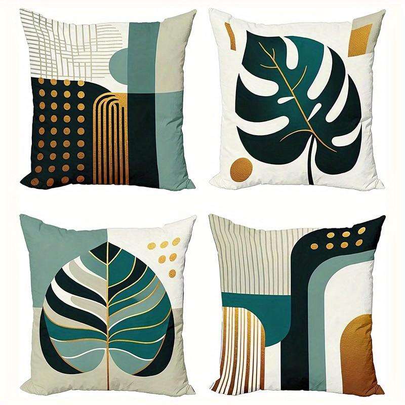 Modern Geometric Leaf Pattern Throw Pillow Covers Pattern Cushion Cover Suitable For Sofa Bedroom Car Pillow Cover