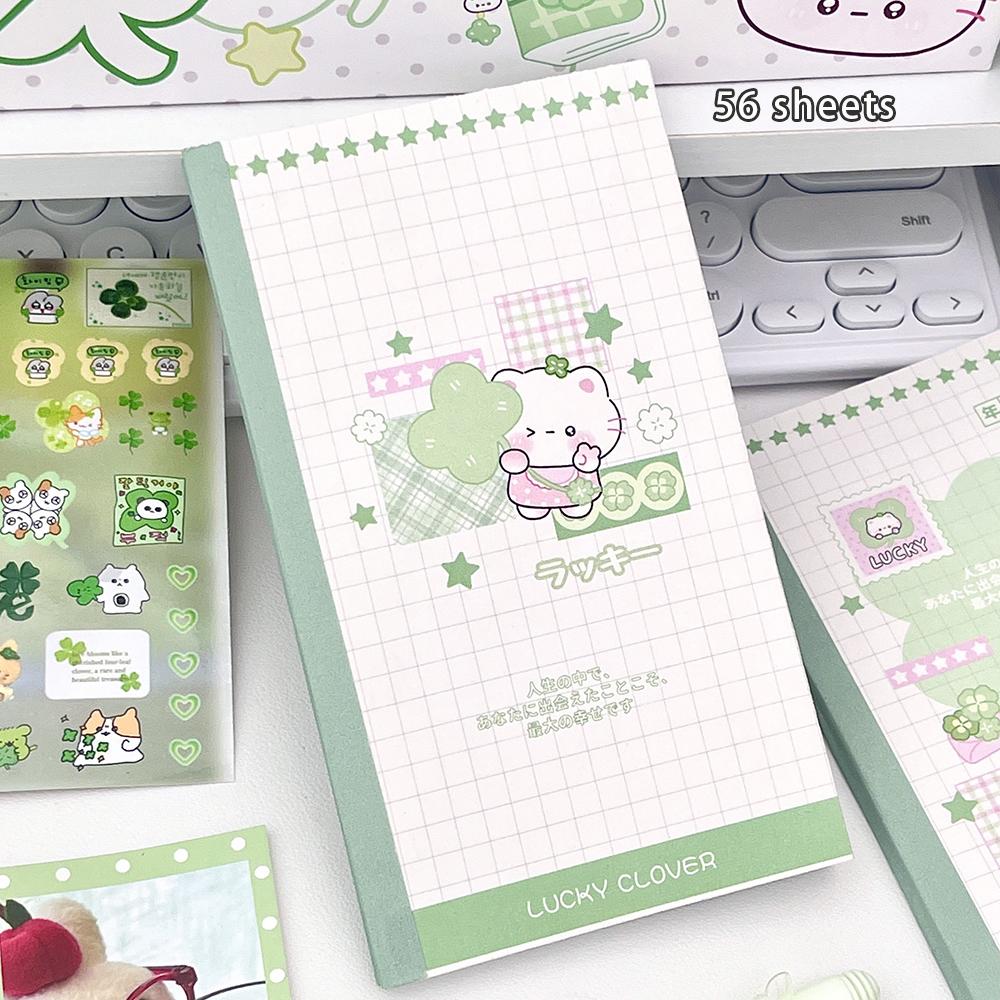 

Four Leaf Star Language Handbook, Korean style Simple Cartoon High Beauty Collage Diary Notebook, Colorful Inner Pages
