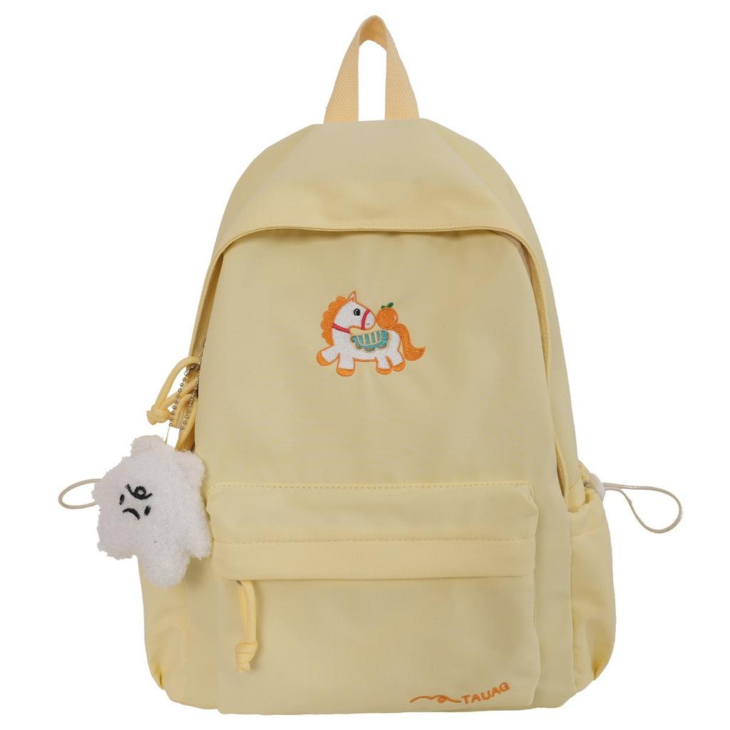 Schoolbag Korean version ins cartoon pony backpack women's large capacity college style student schoolbag simple versatile casual backpack