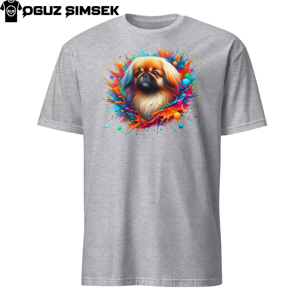 Colorful Pekingese Dog Unisex T-Shirt | Vibrant Splash Design | Short Sleeve Tee