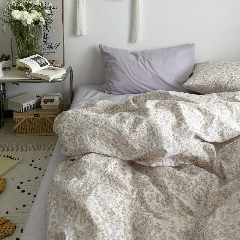 French Style Retro Printed Bedding Rural Style Duvet Cover Solid Color Dust-proof and Easy To Clean Mattress Protective Covers Envelope Pillowcase