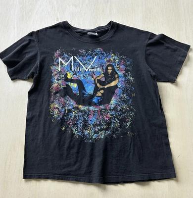 Vintage 90s Milli Vanilli Shirt Mens S-3XL Black Hanes Band Graphic Tee T-Shirt