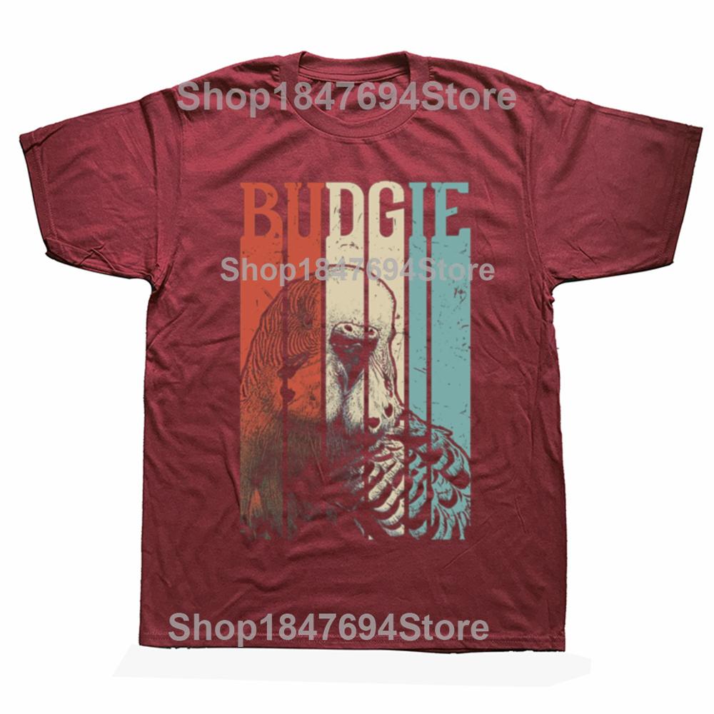 Funny Retro Vintage Budgie Classic Graphic T-shirts Men Women's Fashion Casual Tshirt 100% Cotton Loose Oversized Bird T Shirt