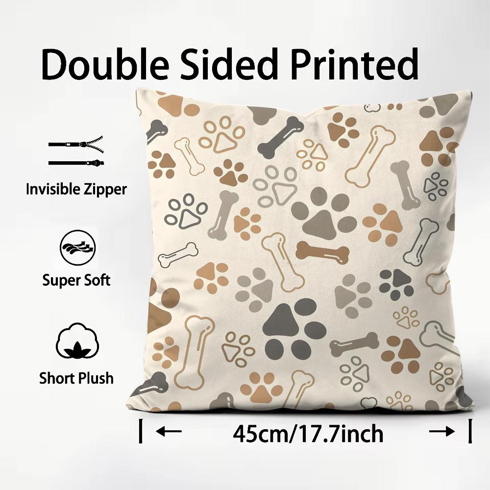 Paw Cute Cushion Cover Plush Fabric Soft DoubleSided Printed Sofa Warm Winter Home Child Gift Pillow Case
