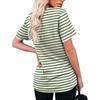 Womens Summer Fasion Short Sleeve V-Neck Color Striped Print Casual Tops