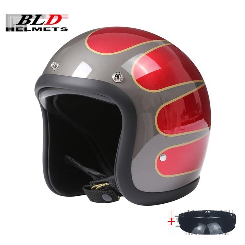 BLD Electric Motorcycle Helmet Lightweight Unisex Retro Cruise