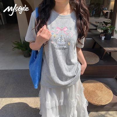 MJ Style Women's French Round Neck Cotton T-Shirt