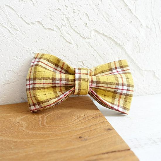 MUTTCO Handmade High-Quality Plaid Dog Collar with Bowtie - UBT-057 XS (10x6CM)