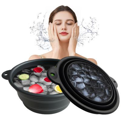 Foldable Ice Bowl Silicone Facial Ice Bath with Built-In Ice Tray Collapsible Face Ice Mold Shrinks Pores Acne Relief for Cold Plunge Skincare