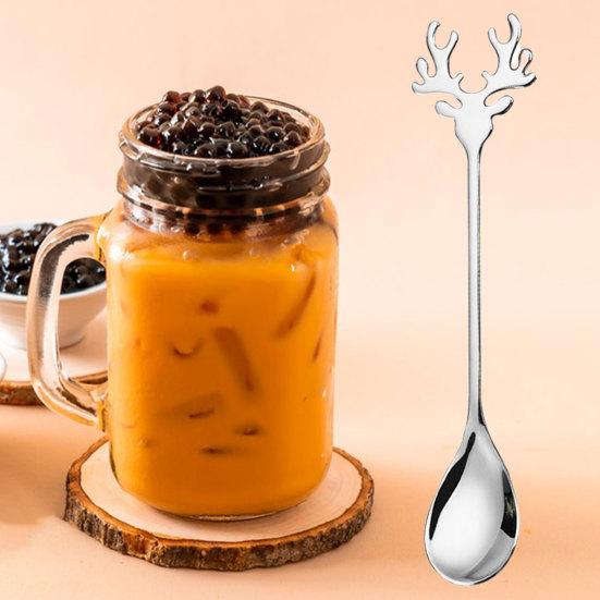 Ice Cream Scoop Food Grade 304 Stainless Steel Christmas Elk Dessert Coffee Spoon