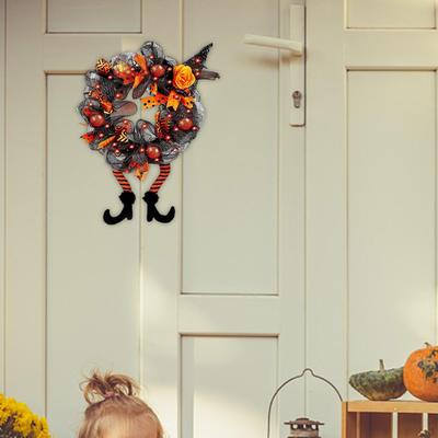 Künstliche Halloween-Girlanden-Dekorationen für Haustür, Beine, Kranz, Hut, beleuchtet, zum Aufhängen