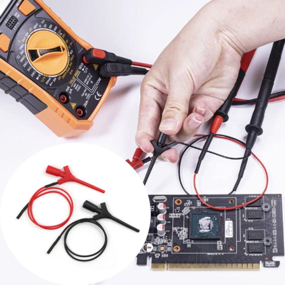 Gold Plating Multimeter Test Hook Black Red 2mm Hole Socket Test Probe High Quality Mini Size Test Clip Multimeter Lead