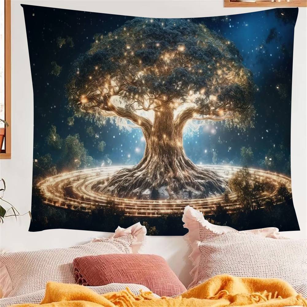 

Tree of Life Hanging Bohemian Tapestry Bohemian Wall Tapestries Mandala Kawaii Room Decor 74x94cm(29x37in)