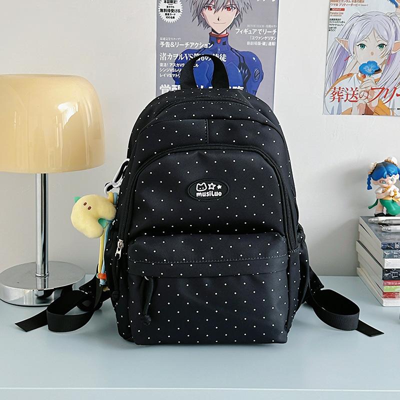 Schoolbag Small Fresh Sweet Cute Japanese College Wind Polka Dot Backpack Junior High School Students Casual Light Large Capacity Backpack