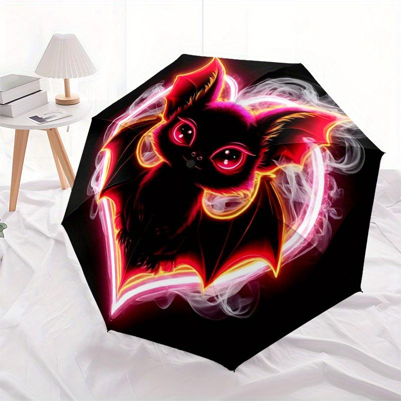 1pc Neon Bat Automatic Open/close Umbrella, 8-Rib sturdy structure, Portable Travel Umbrella, Parties, Everyday Use, 13193