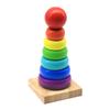 Rainbow Tower: Wooden Stacking Rings Toy for Early Childhood Color and Number Learning
