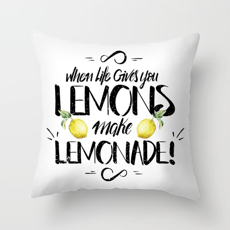 Home Decor Yellow Lemon Pattern Summer Cushion Cover Pillow Sofa Decorative