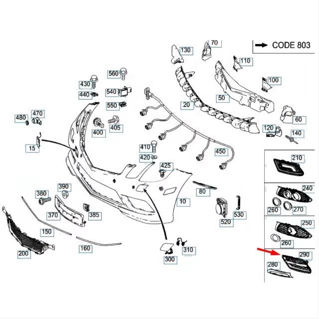 Grelha com Luz Diurna para Mercedes-Benz E W207 Sport 200 (Modelos 2078850753, 2078850853)