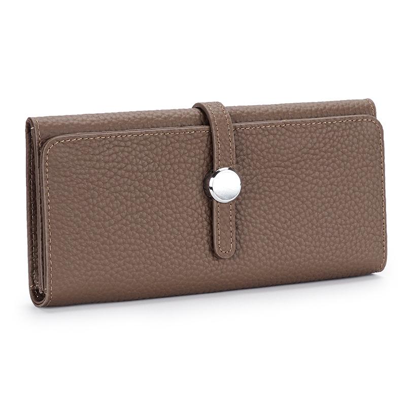 Damplånbok i äkta kohudläder 2025 - Handhållen plånbok i ren läder med stor kapacitet